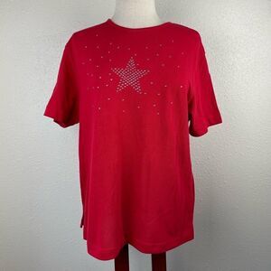 Blast Red Beaded Star Top Size M EUC